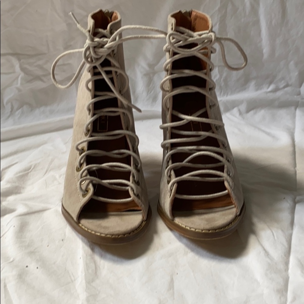 Grey lace up booties